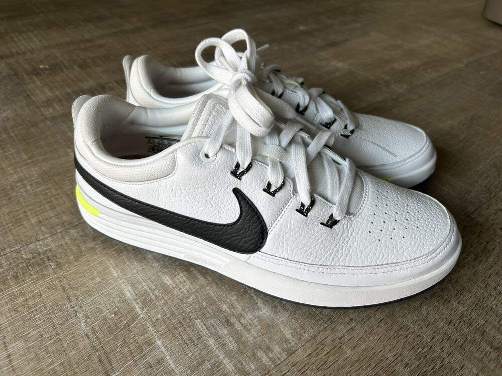 Nike LunarWaverly Men 8.5 Golf Shoes White Leather Spikeless 652780-101 NEW